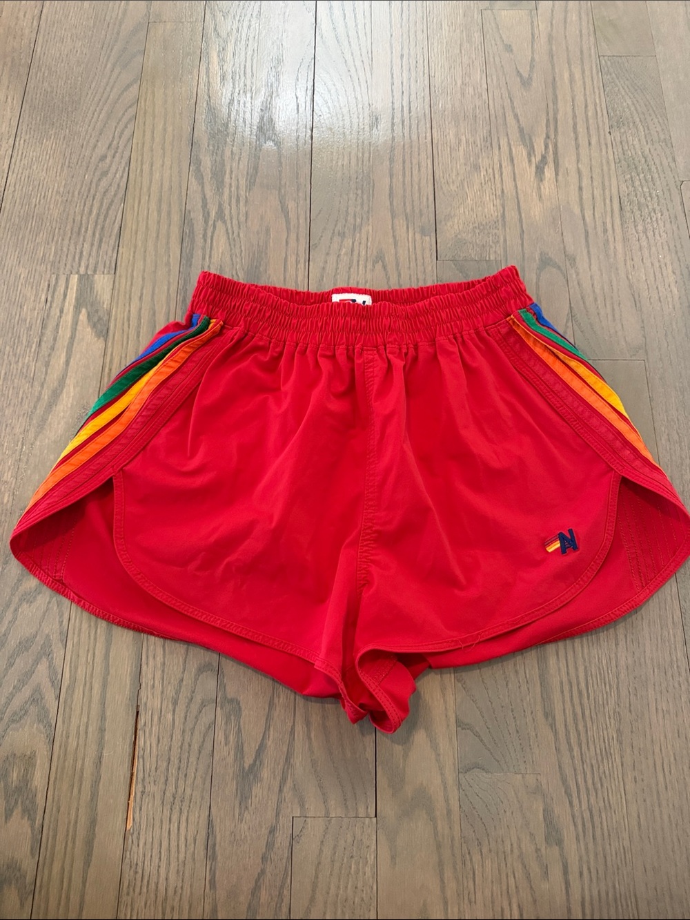 Aviator Nation Red Retro Rainbow Stripe Women's Shorts, Size S